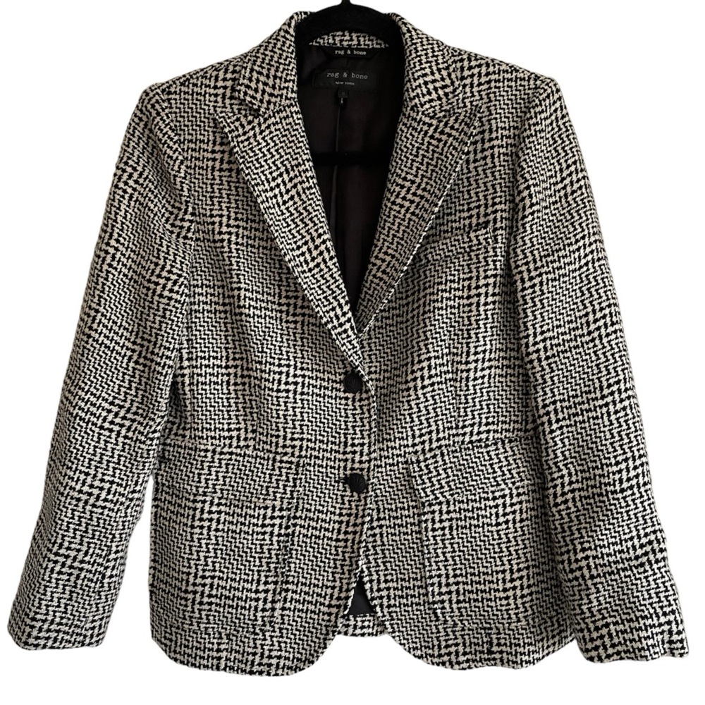 RAG & BONE Black/Ivory Tailored Plaid Blazer Size 6